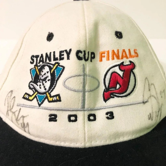 2003 Mighty Ducks New Jersey Devils Stanley  Cup Finals Cap Niedermayer Signed - Picture 2 of 16